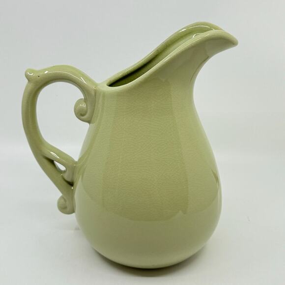 Vintage Mid-Century Large Crazed Pastel Green Pitcher Jug - Picture 3 of 8